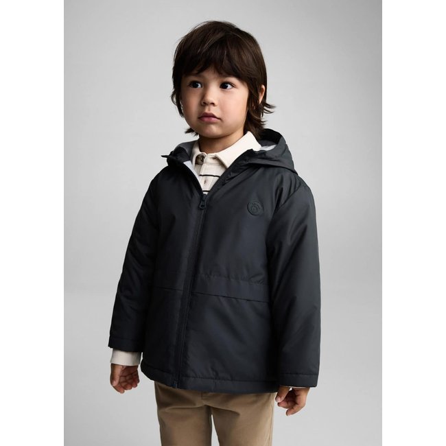 Anorak matelassé capuche gris anthracite <span itemprop=