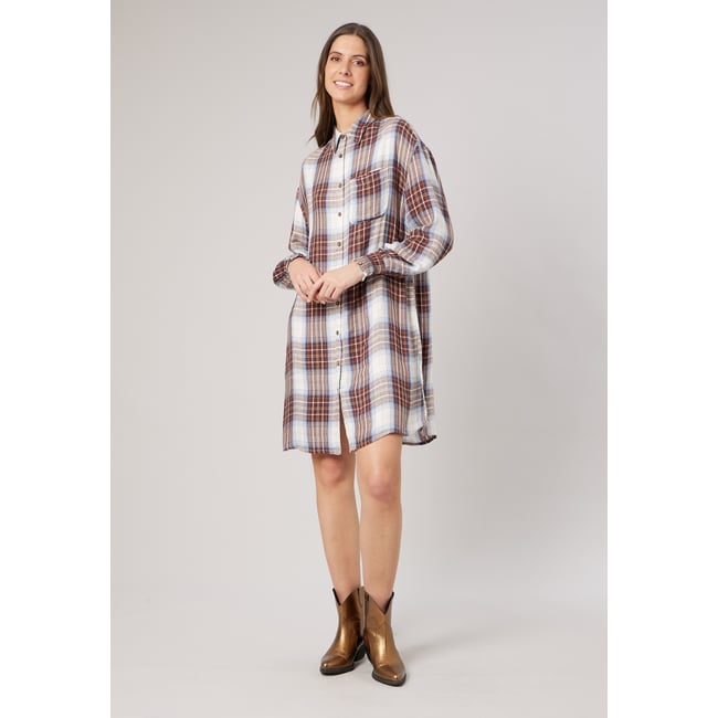 Robe chemise ample femme DILANA brown <span itemprop=