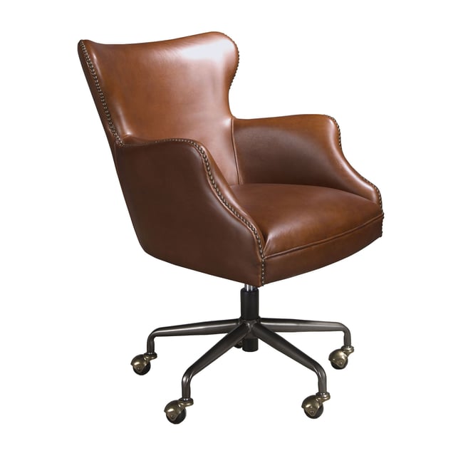 Fauteuil de bureau pivotant cuir Couleur marron foncé | acier noir <span itemprop=