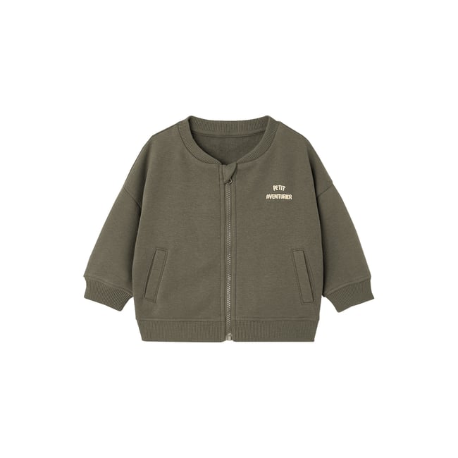 Gilet zippé kaki <span itemprop=