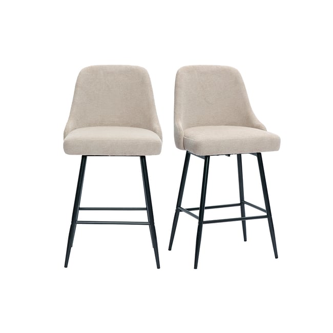 Tabourets de bar pivotants 360° en tissu chenille terre brûlée et métal H66 cm (lot de 2) HASTA - MILIBOO