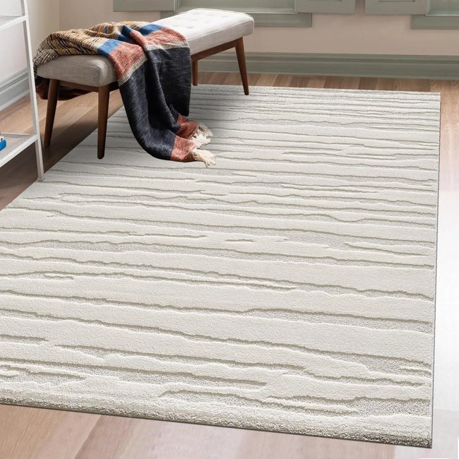 Tapis salon et chambre tissé motif simple CERVAG Couleur écru <span itemprop=