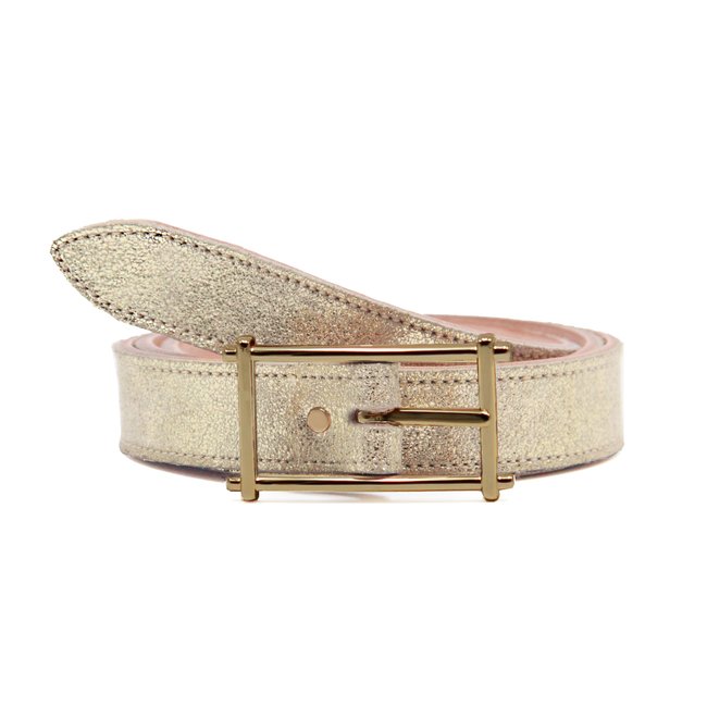 Ceinture mademoiselle cuir métalisé or <span itemprop=