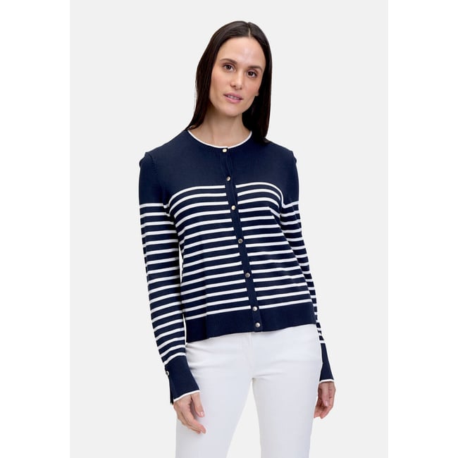 Cardigan en maille basique à rayures patch dark blue/cream <span itemprop=