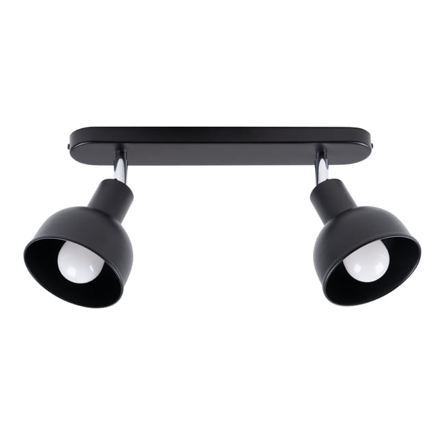 Plafonnier Acier Noir E27 2 Elba Couleur noir <span itemprop=
