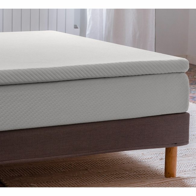Surmatelas mousse Mémoire de forme 5cm | Déhoussable Couleur blanc pur <span itemprop=
