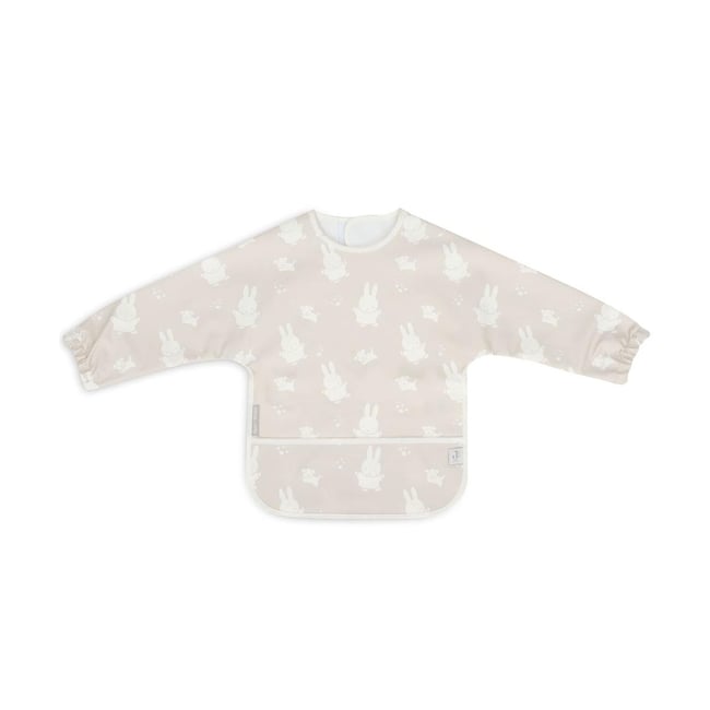 Bavoir à manches imperméable beige, blanc <span itemprop=