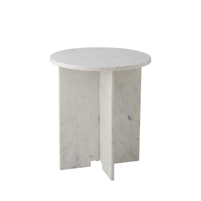 Table d'appoint ronde en marbre ø46cm blanc - JASMIA Couleur blanc <span itemprop=