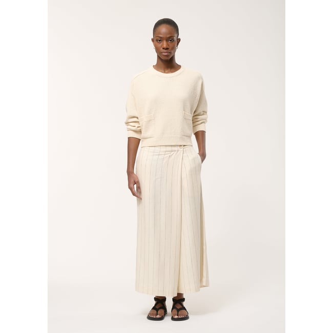 Pantalon croisé rayé naturel <span itemprop=