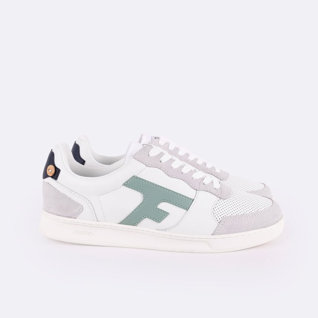 Baskets cuir HAZEL vert et blanc <span itemprop=