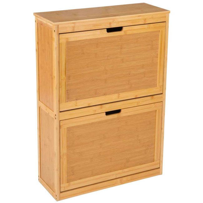 Meuble à chaussures bois 2 placards 63x42x81cm Couleur bois <span itemprop=