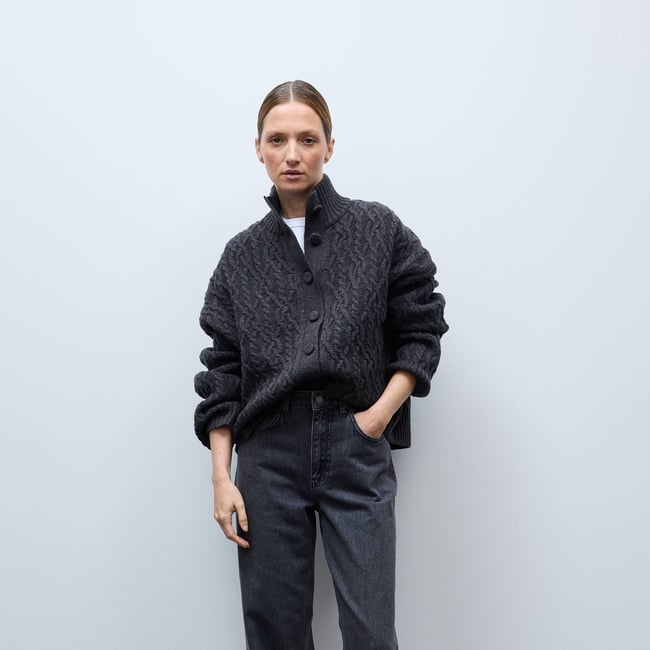 Jean large droit en coton grey denim <span itemprop=