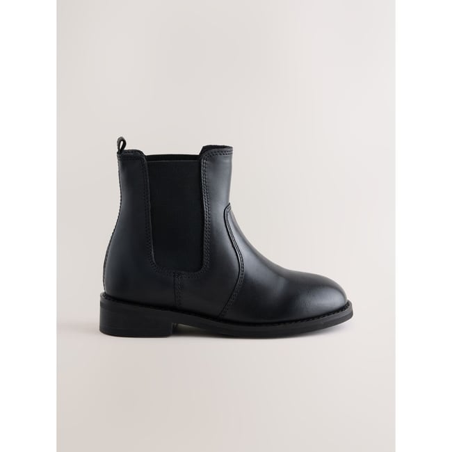 Bottes chelsea en cuir noir <span itemprop=