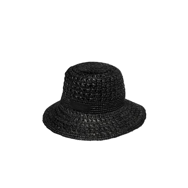Chapeau de paille en raphia noir <span itemprop=