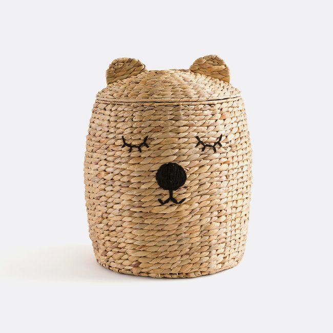 Panier enfant en jacinthe d'eau, Ourson Couleur naturel/noir <span itemprop=