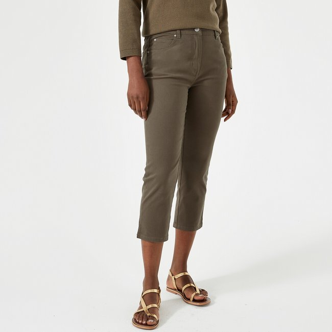 Stretch Twill Cropped Trousers, off-white, ANNE WEYBURN