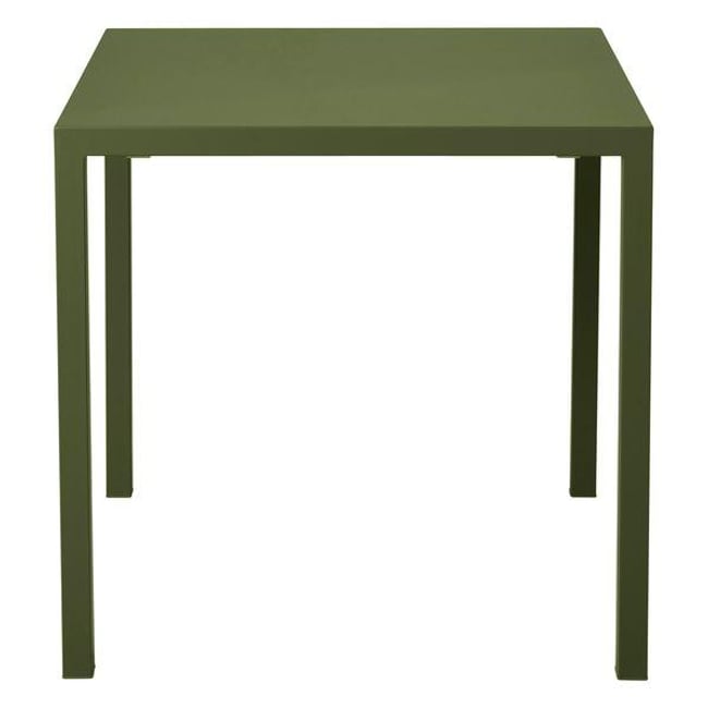 Table repas carré outdoor 80cm métal Couleur vert foncé <span itemprop=