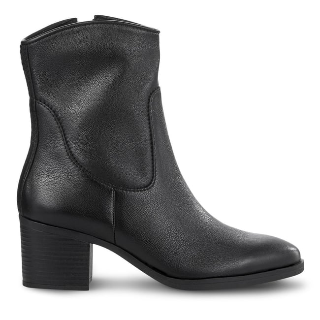Bottine en cuir noir <span itemprop=