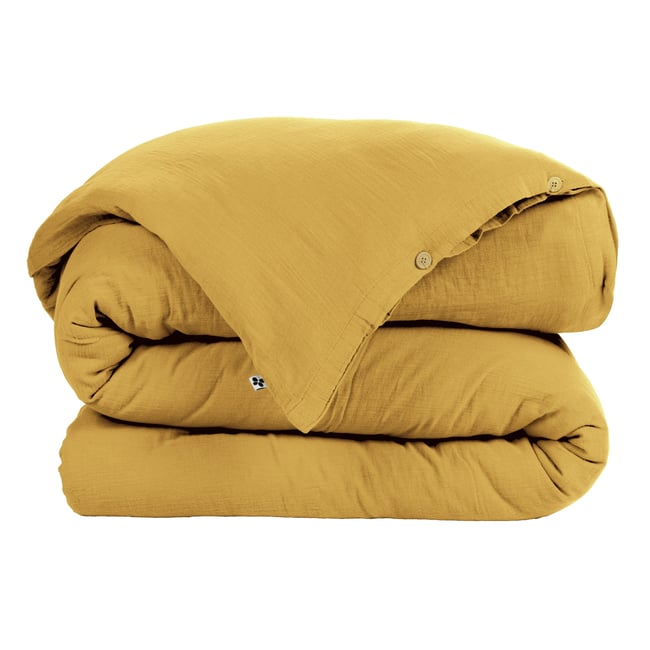 Housse de couette Double Gaze Coton Gaia Safran 260x240cm - EDEN