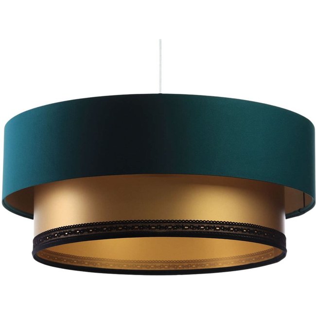 Suspension contemporaine duo élégant Couleur satin vert bouteille intérieur doré ruban de dentelle <span itemprop=