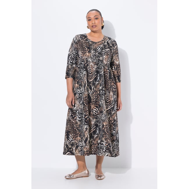 Robe maxi en jersey, avec poches noir <span itemprop=