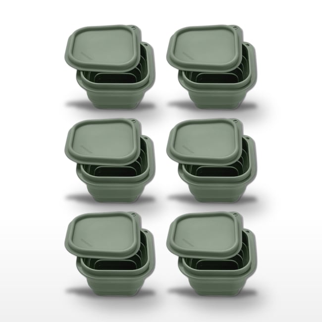 Lot de 6 boîtes hermétiques 13 cl avec 6 ustensiles STORAGE vert <span itemprop=