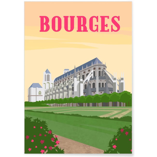 Affiche ville Bourges Couleur blanc <span itemprop=