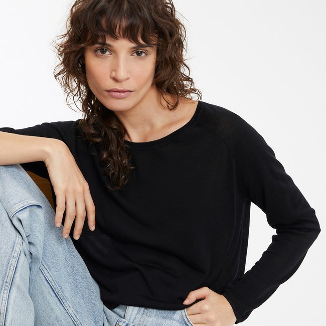 Pull col rond en maille fine, manches longues - LA REDOUTE COLLECTIONS