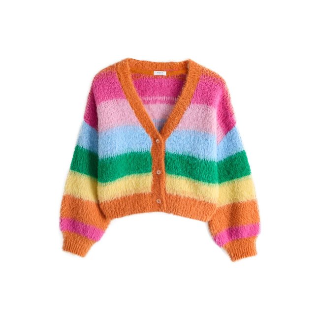 Cardigan à col v arc-en-ciel <span itemprop=