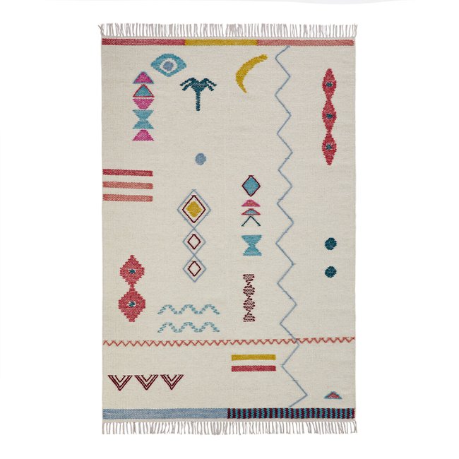 Imani Flat Woven Wool Rug, multi-coloured, LA REDOUTE INTERIEURS