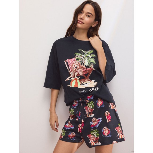Ensemble pyjama short charlie le cockapoo de la marine <span itemprop=