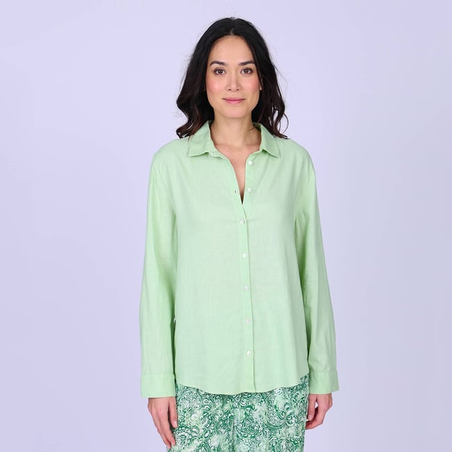 Chemise lin et viscose vert clair <span itemprop=