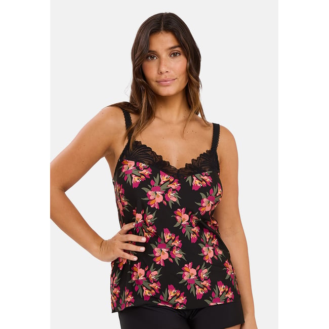 Caraco ORIANE bouquets noir / rose <span itemprop=