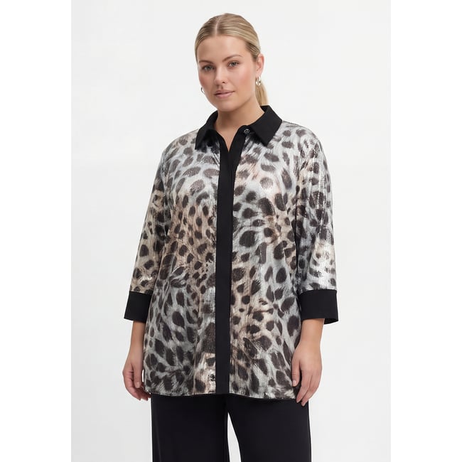 Chemise ornementée de sequins / à sequins noir <span itemprop=