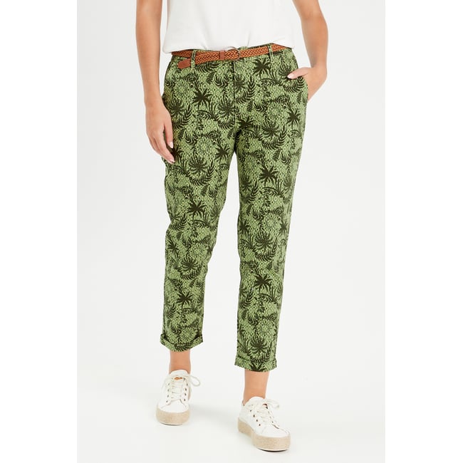 Pantalon chino slim 7/8ème vert <span itemprop=