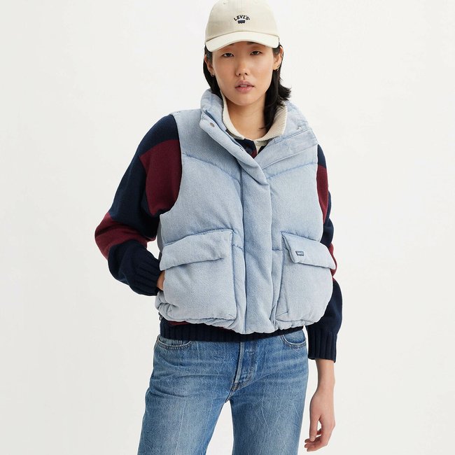 Bodywarmer met opstaande kraag <span itemprop=