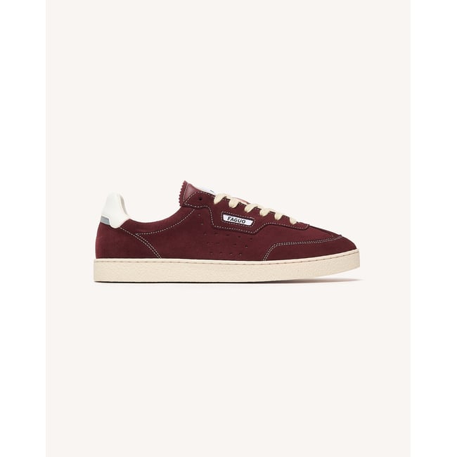 Baskets basses en cuir suédé bordeaux <span itemprop=