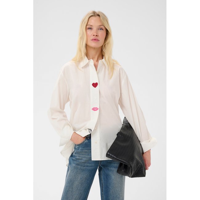 Chemise à manches longues blanc spring gardenia <span itemprop=