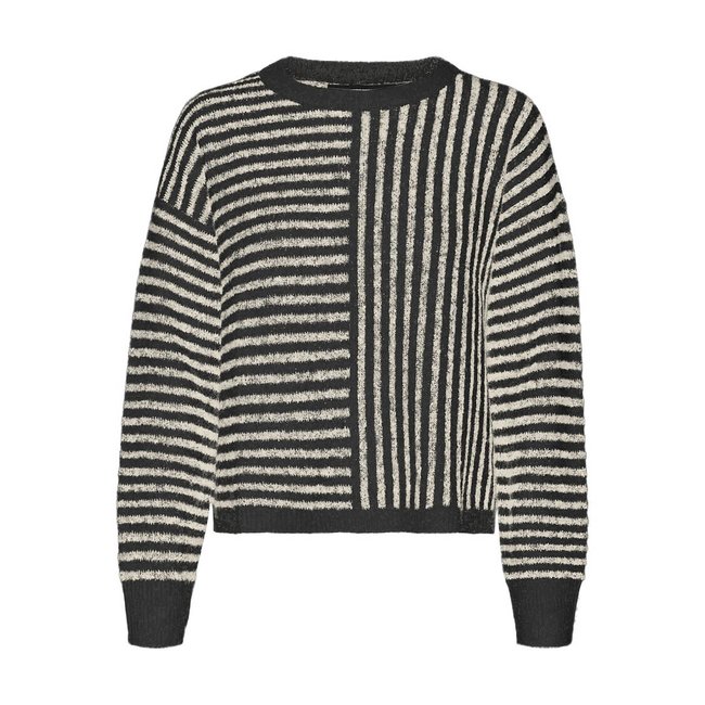 Jersey a rayas, cuello redondo negro/blanco <span itemprop=