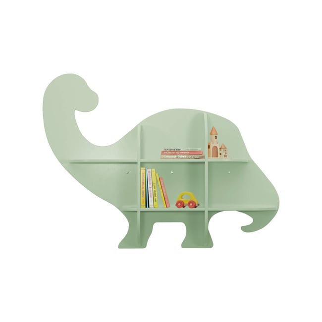 Etagère murale dinosaure 5 espaces de rangement BRACHI Couleur vert <span itemprop=