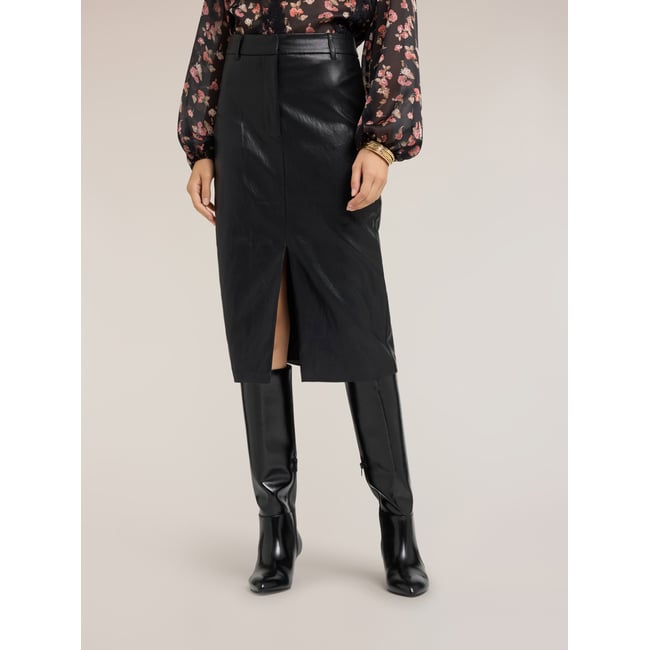 Jupe crayon midi avec fente noir <span itemprop=
