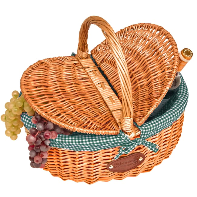 Panier Isotherme Chantilly Bleu En Osier Naturel - 48x29x27cm, Glacière Pour Pique-Nique Et Marché Avec Anse Rabattable
