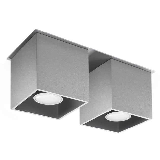 Plafonnier Aluminium Gris GU10 2 Quad 2 Couleur gris <span itemprop=