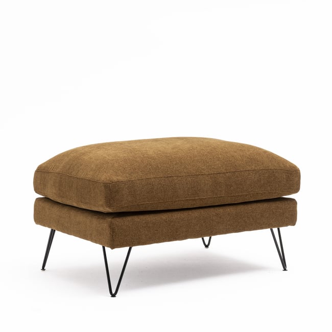 Pouf en tissu pieds épingles noirs- VILLABON - DRAWER