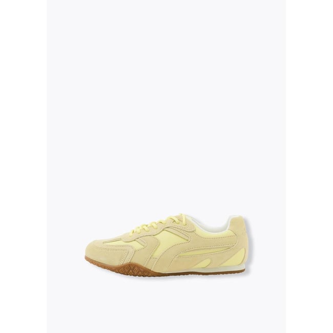 Baskets en cuir suédé jaune <span itemprop=