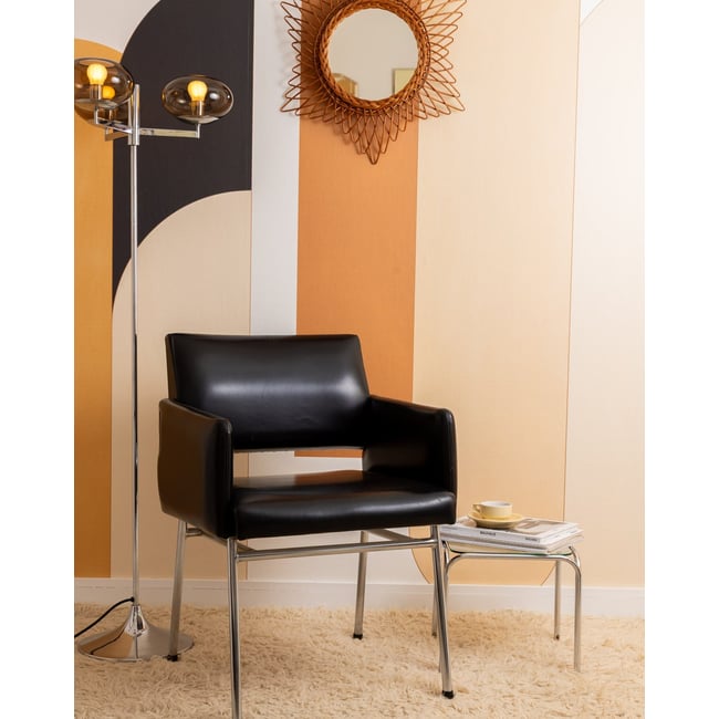 Fauteuil vintage noir et chrome Jakob N°1400 - Bon état Couleur noir <span itemprop=