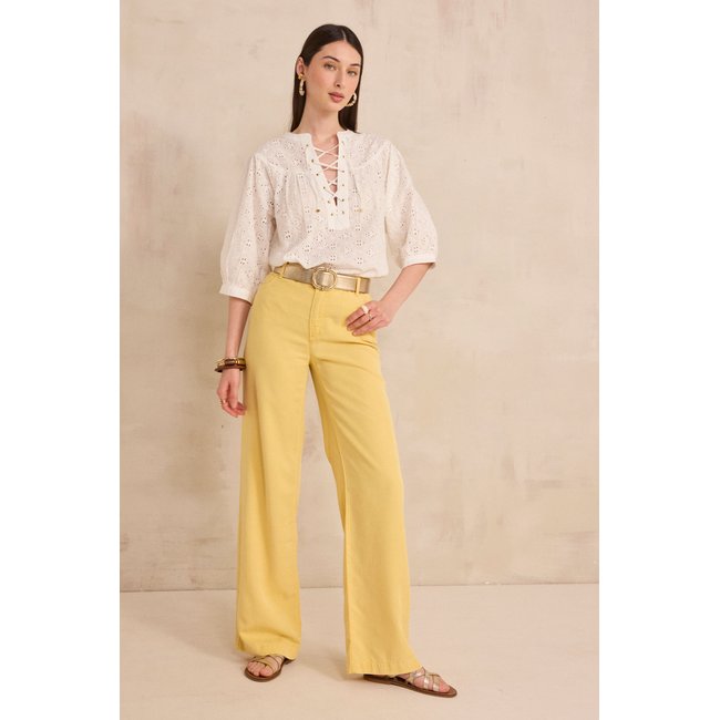 Pantalon large SANDY citron <span itemprop=