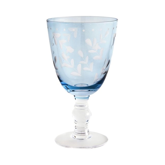 Verre à vin gravé alice, lot de 2 Couleur bleu <span itemprop=