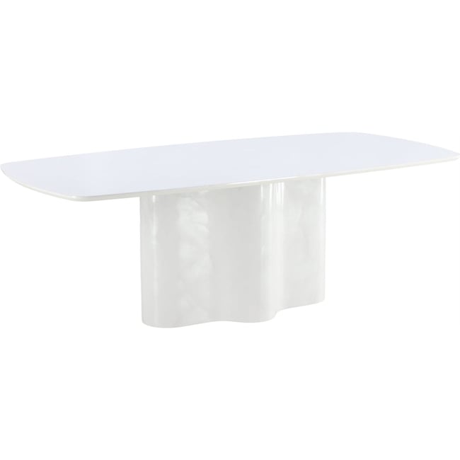 Table à manger en bois collection RAVINNE Couleur blanc haute brillance <span itemprop=