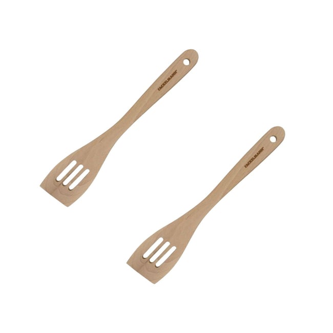 Set de 2 ustensiles de cuisine spatule en bois NATURE bois brun <span itemprop=
